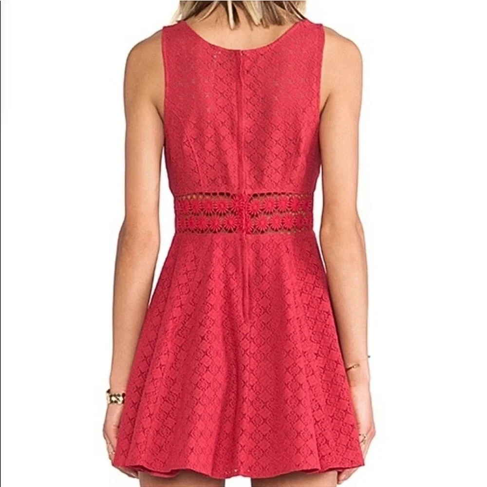 FREE PEOPLE Cut Out Daisy Waist Skater Dress In‎ Red Women’s Size 6